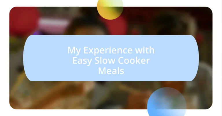 My Experience with Easy Slow Cooker Meals