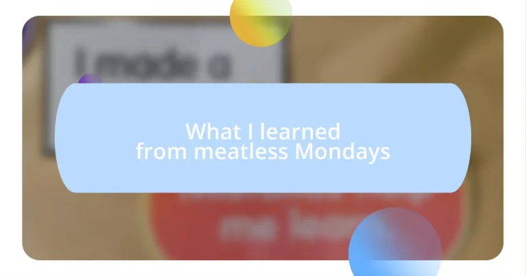 What I learned from meatless Mondays